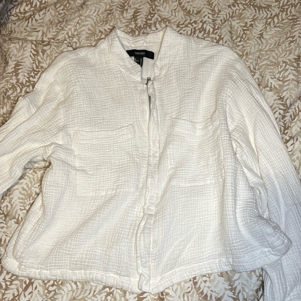 White zip up sweater